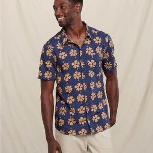TOAD & CO Mens Fletch SS Shirt Short Sleeve Floral Print Organic Cotton Size M